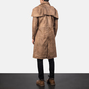 
Classic ყავისფერი Leather Duster მამაკაცის - გვერდითი პროფილი ერგონომიული სახელოს ჭრით