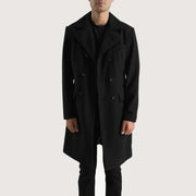 
ახლო ხედი of Notch & Button Hardware on Claud Black Wool Double Breasted Coat
