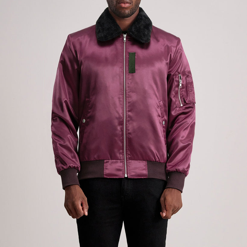 Clyde B-15 Maroon ტყავის ბომბერი მამაკაცის