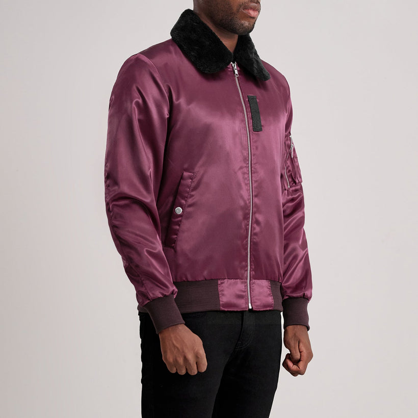 Clyde B-15 Maroon ტყავის ბომბერი მამაკაცის