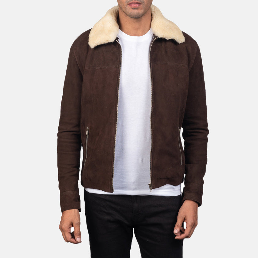 Coffner ყავისფერი Shearling Fur ტყავის ქურთუკი მამაკაცის