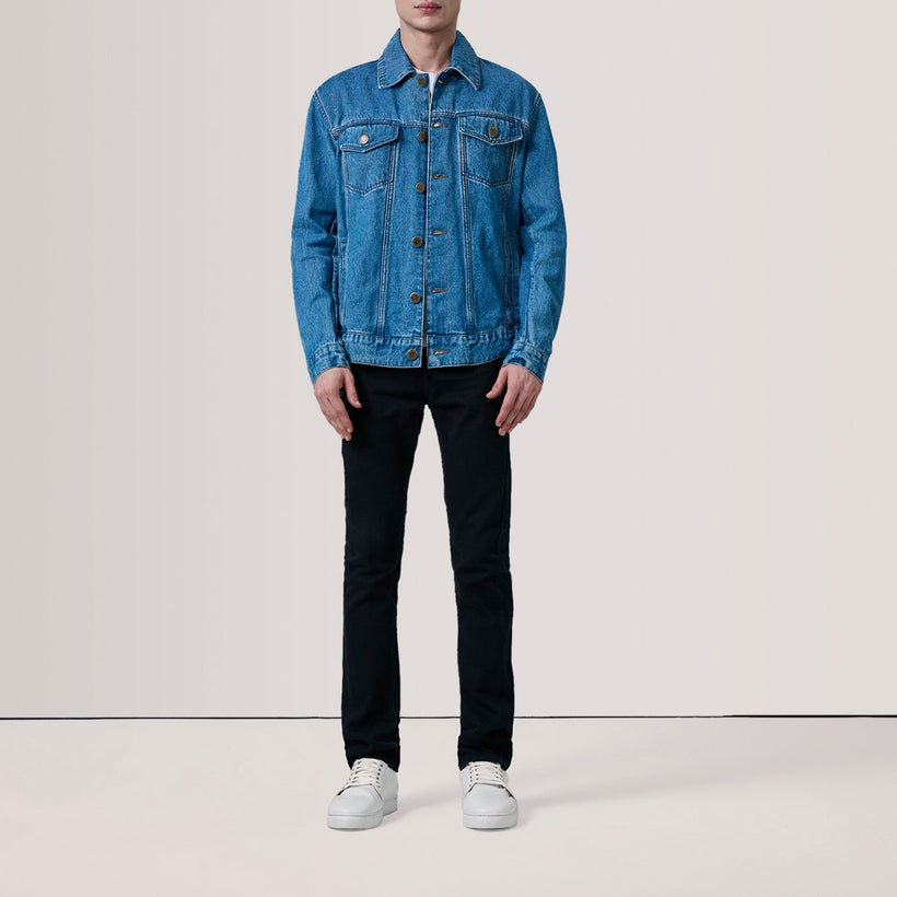 Conard Blue Denim Trucker ტყავის ქურთუკი მამაკაცის