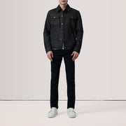 
Black Full-Grain leather Jacket - უკანა ხედი გამოკვეთილი მხრებით და სუფთა დაბოლოებით