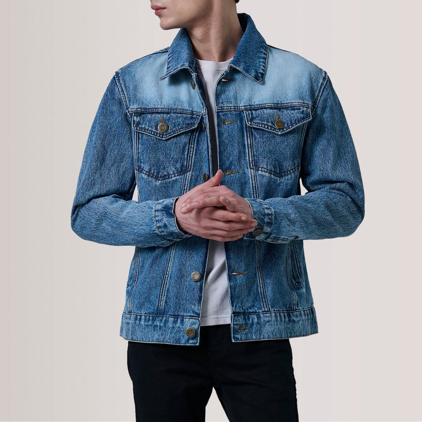 Conard Ice Blue Denim Trucker ტყავის ქურთუკი მამაკაცის