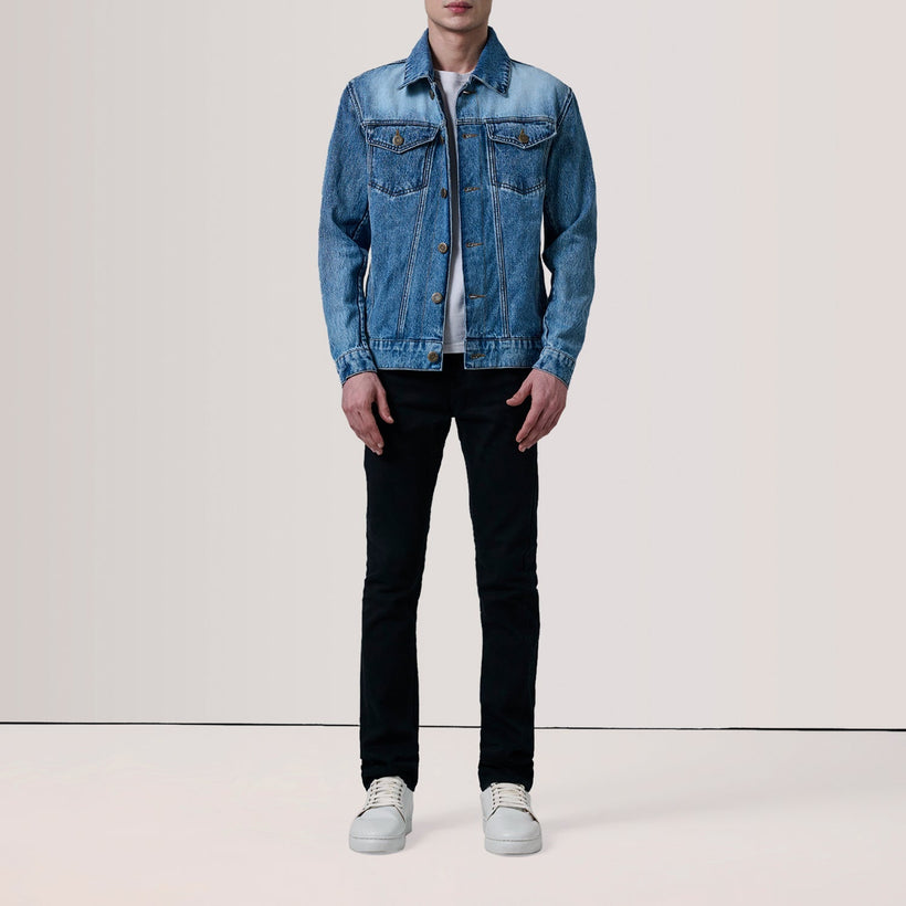 Conard Ice Blue Denim Trucker ტყავის ქურთუკი მამაკაცის