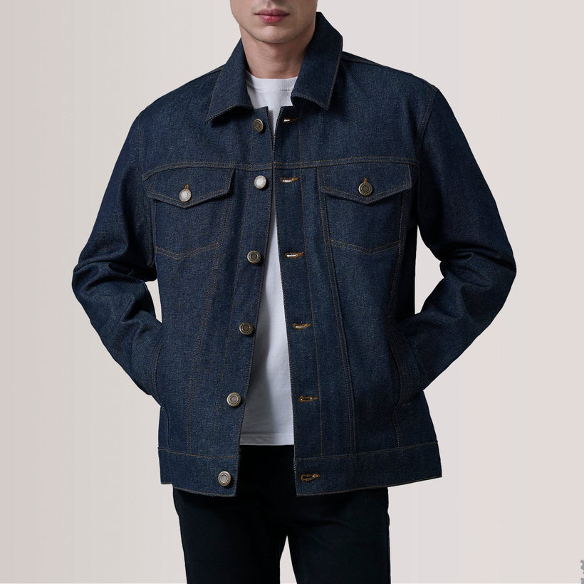 Conard Indigo Blue Denim Trucker ტყავის ქურთუკი მამაკაცის