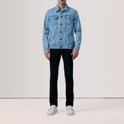 
Light Blue Full-Grain leather Jacket - უკანა ხედი გამოკვეთილი მხრებით და სუფთა დაბოლოებით