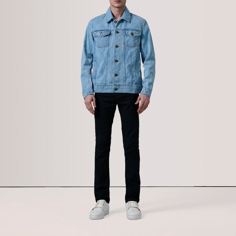 Conard Light ლურჯი Denim Trucker ტყავის ქურთუკი მამაკაცის