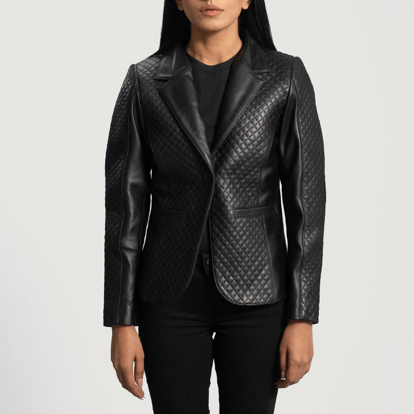 Cora Quilted შავი Leather Blazer ქალის