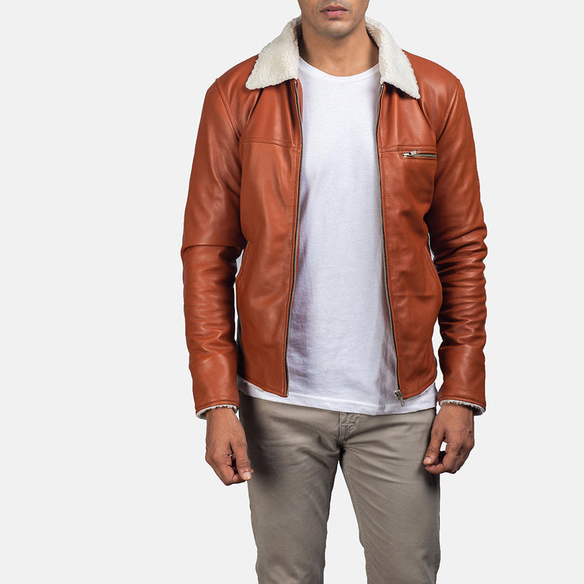 Dan Frost ტანი Shearling ტყავის ქურთუკი მამაკაცის