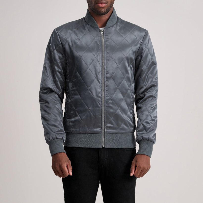 Danson ნაკერიანი Grey Varsity ტყავის ქურთუკი მამაკაცის