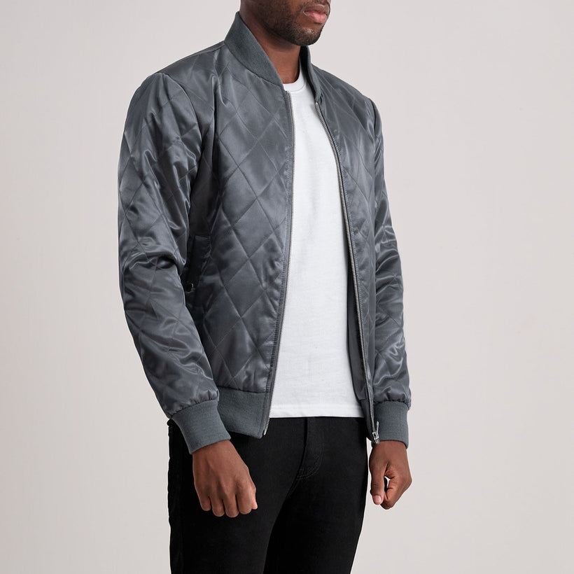 Danson ნაკერიანი Grey Varsity ტყავის ქურთუკი მამაკაცის