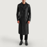 
Delmar Black Leather Double Breasted Coat - გვერდითი პროფილი ერგონომიული სახელოს ჭრით