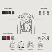 
Classic Full-Grain Leather Bomber Jacket - უკანა ხედი გამოკვეთილი მხრებით და სუფთა დაბოლოებით