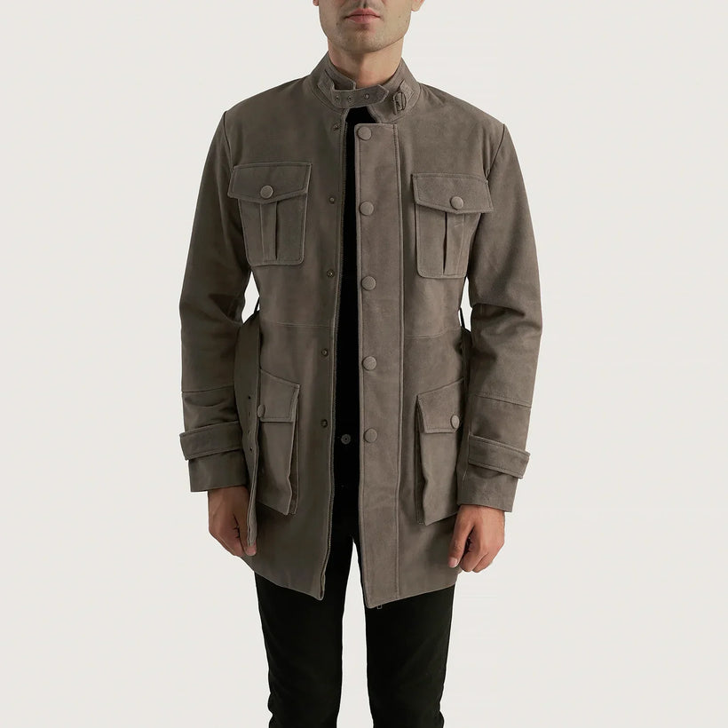 Dolf Grey Suede ტყავის ქურთუკი მამაკაცის