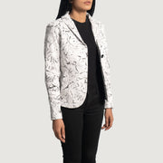 
White Sheepskin Dip &Amp; Dye Leather Blazer - უკანა ხედი გამოკვეთილი მხრებით და სუფთა დაბოლოებით