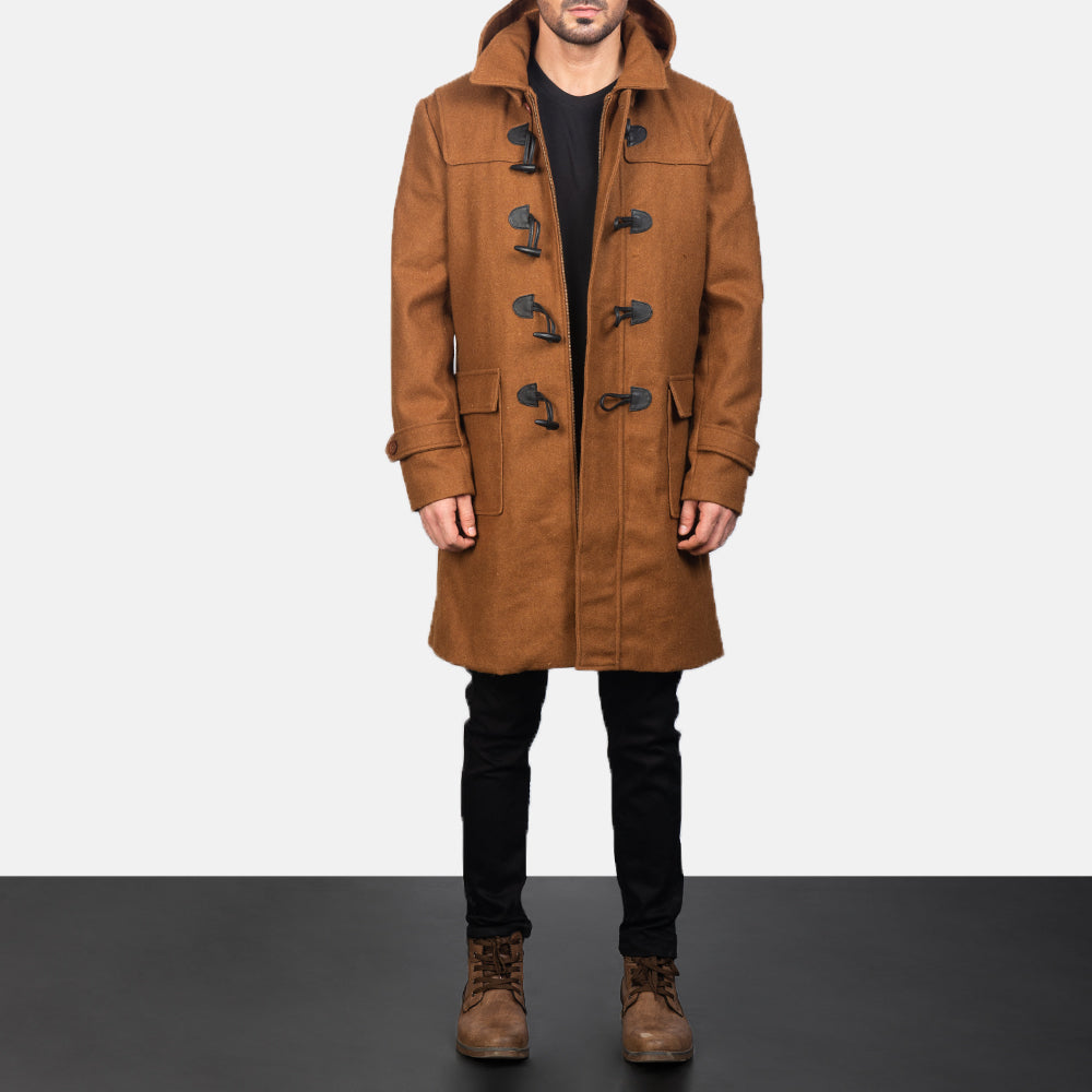 
Drake Khaki Wool Duffle Coat in Khaki Synthetic Wool - წინა ხედი და მორგებული სილუეტი | შეიძინეთ ონლაინ