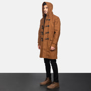 
Khaki Synthetic Wool Trench Coat - უკანა ხედი გამოკვეთილი მხრებით და სუფთა დაბოლოებით