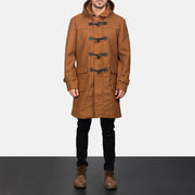 
ახლო ხედი of Shirt with Removable Hood & Toggle Buttons with Placket & Zipper Hardware on Drake Khaki Wool Duffle Coat