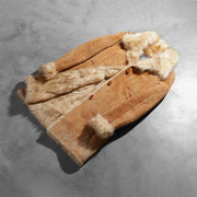 Styled Fit Perspective of Erica Beige Leather Coat on Model - Natural Daylight Drape