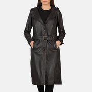 
Fixon Hooded ყავისფერი ტყავის ტრენჩი ქალის in Brown Sheepskin Leather - წინა ხედი და მორგებული სილუეტი | შეიძინეთ ონლაინ