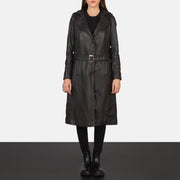 
Fixon Hooded ყავისფერი ტყავის ტრენჩი ქალის - გვერდითი პროფილი ერგონომიული სახელოს ჭრით