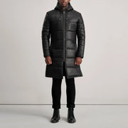
Floyd Tan Hooded Leather Puffer Coat - გვერდითი პროფილი ერგონომიული სახელოს ჭრით