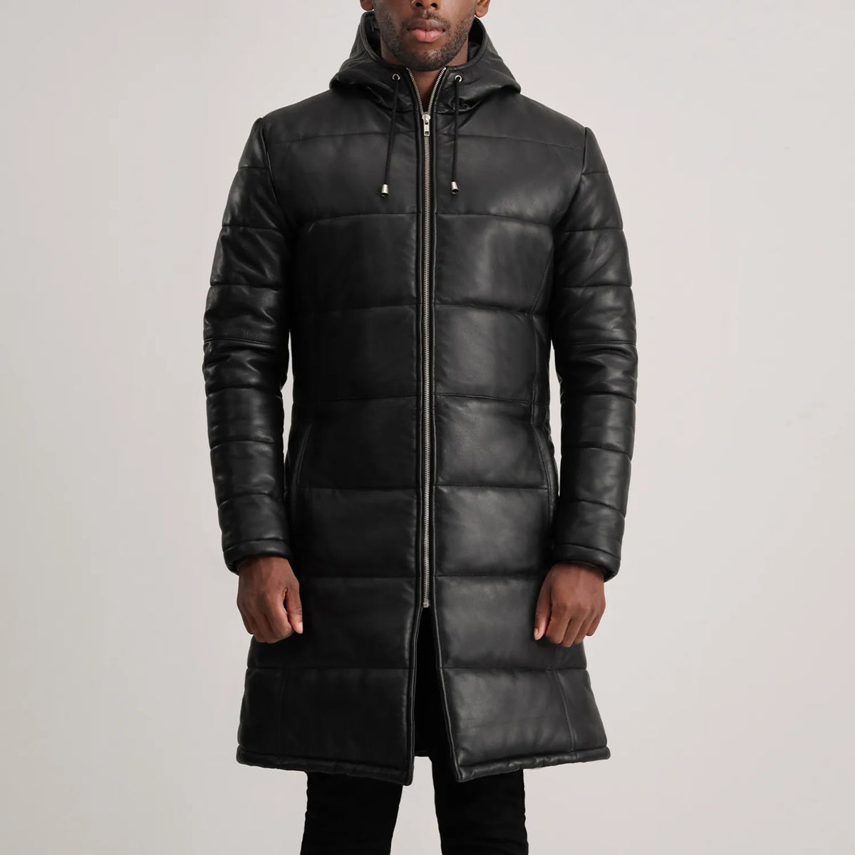 
ახლო ხედი of Hooded & Zipper Hardware on Floyd Tan Hooded Leather Puffer Coat