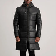 
ახლო ხედი of Hooded & Zipper Hardware on Floyd Tan Hooded Leather Puffer Coat