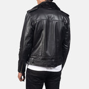 
ახლო ხედი of Notch with Removable Fur & Zipper with Waist belt Hardware on Furton Black Leather Biker Jacket