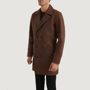 
Distressed Brown Cowhide leather Coat - უკანა ხედი გამოკვეთილი მხრებით და სუფთა დაბოლოებით