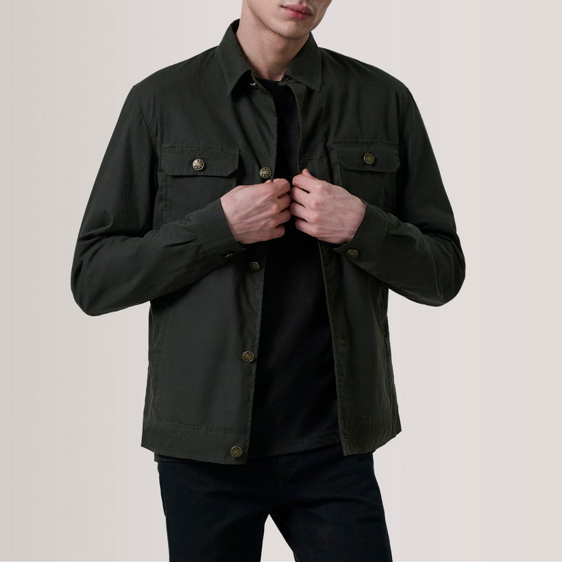Irwin Olive Waxed Canvas Field ტყავის ქურთუკი მამაკაცის