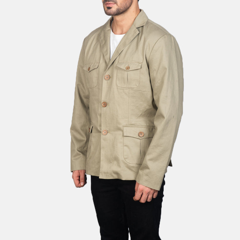 Kajetan Beige Safari ტყავის ქურთუკი მამაკაცის