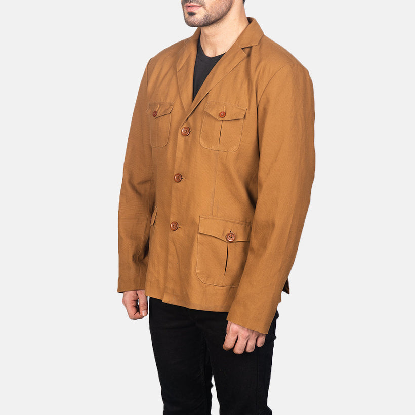 Kajetan Khaki Safari ტყავის ქურთუკი მამაკაცის