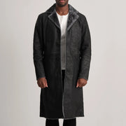 
Kolby Distressed Black Shearling Long Coat in Distressed Black Sheepskin Snuffed - წინა ხედი და მორგებული სილუეტი | შეიძინეთ ონლაინ