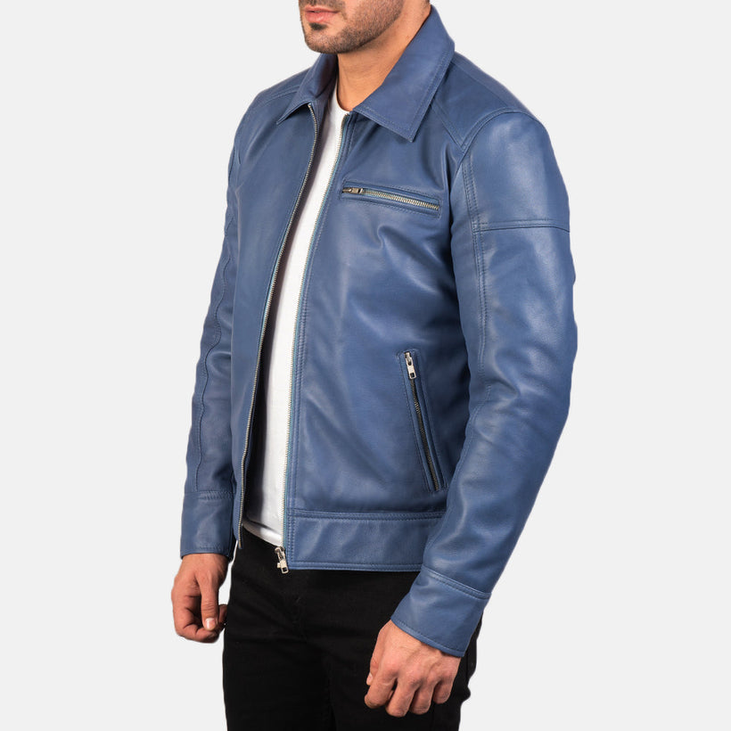 Brown Cowhide Leather Biker Jacket - Back View Showing Tailored Shoulder Fit & Clean Hemline