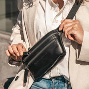 
Classic 100% Full-Grain leather Bag - უკანა ხედი გაძლიერებული ტყავის სახელურებით