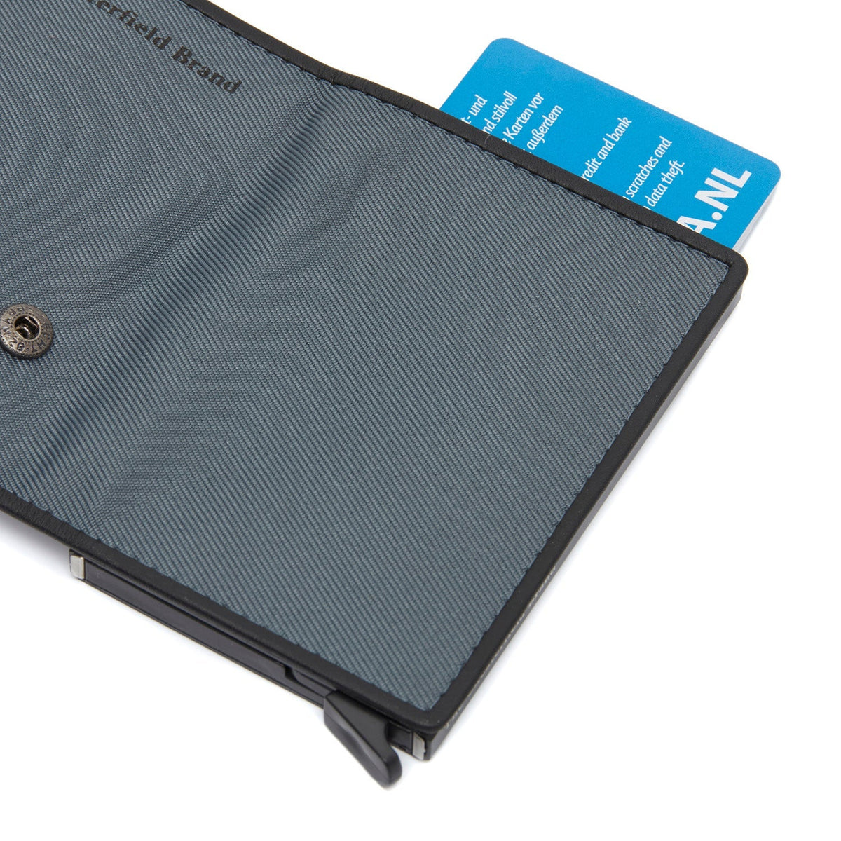 Solid Antique Brass Hardware &amp; Heavy-Duty Dual Zipper Detail on Delsbo Full-Grain Leather Card Holder