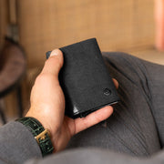 
Classic 100% Full-Grain Leather Card Holder - უკანა ხედი გაძლიერებული ტყავის სახელურებით
