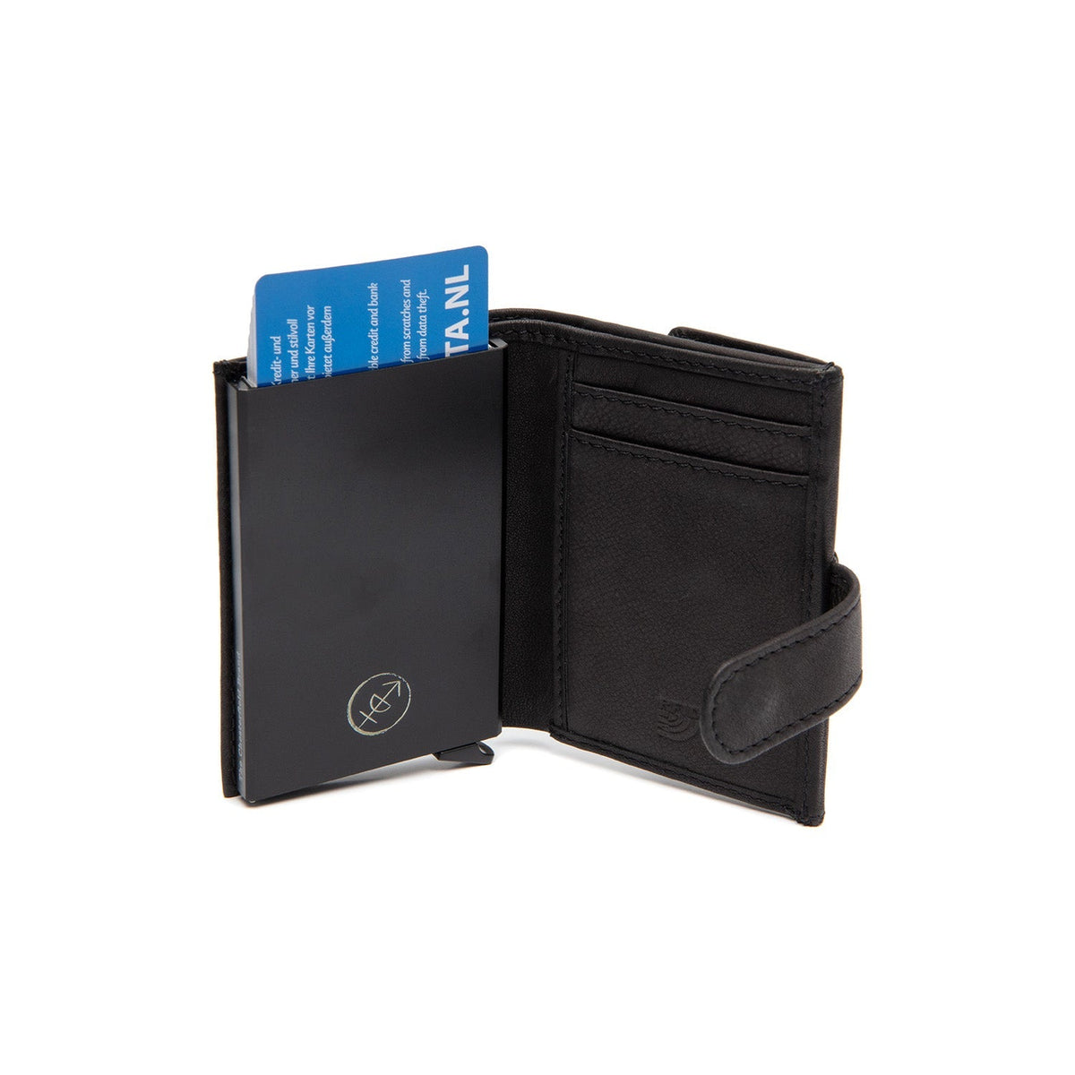 
Classic 100% Full-Grain Leather Card Holder - უკანა ხედი გაძლიერებული ტყავის სახელურებით