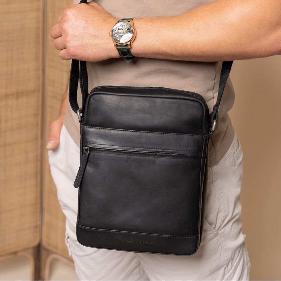 Classic 100% Full-Grain leather Bag - უკანა ხედი გაძლიერებული ტყავის სახელურებით