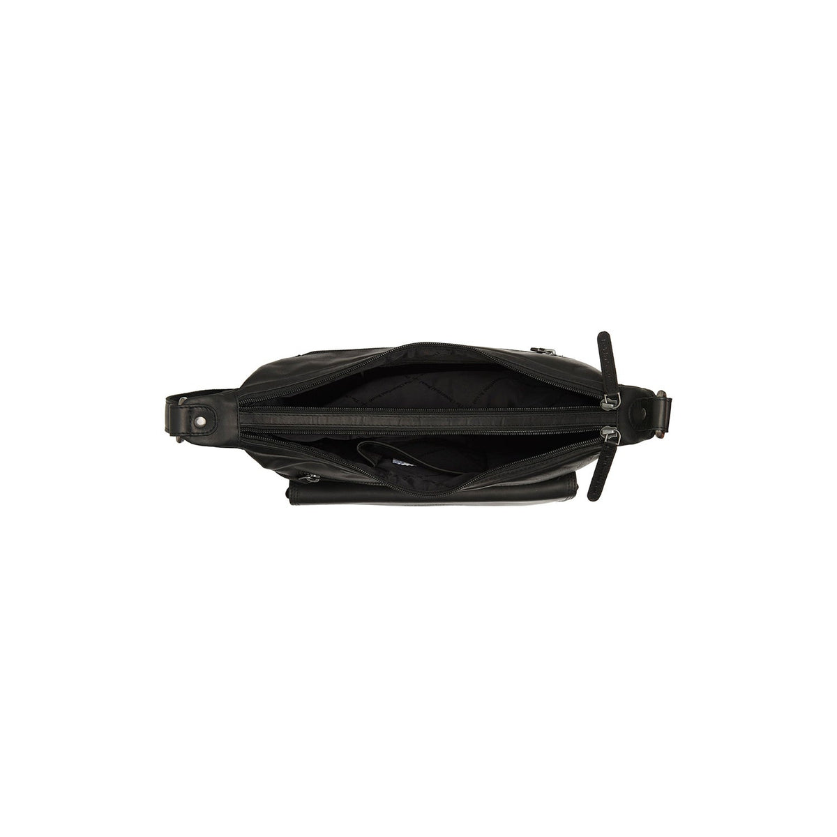 Solid Antique Brass Hardware &amp; Heavy-Duty Dual Zipper Detail on Bryson Full-Grain Leather Crossbody Bag