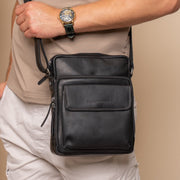 
Classic 100% Full-Grain leather Bag - უკანა ხედი გაძლიერებული ტყავის სახელურებით