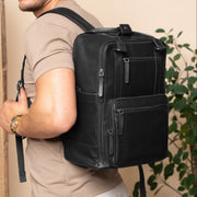 
Classic 100% Full-Grain leather Backpack - უკანა ხედი გაძლიერებული ტყავის სახელურებით