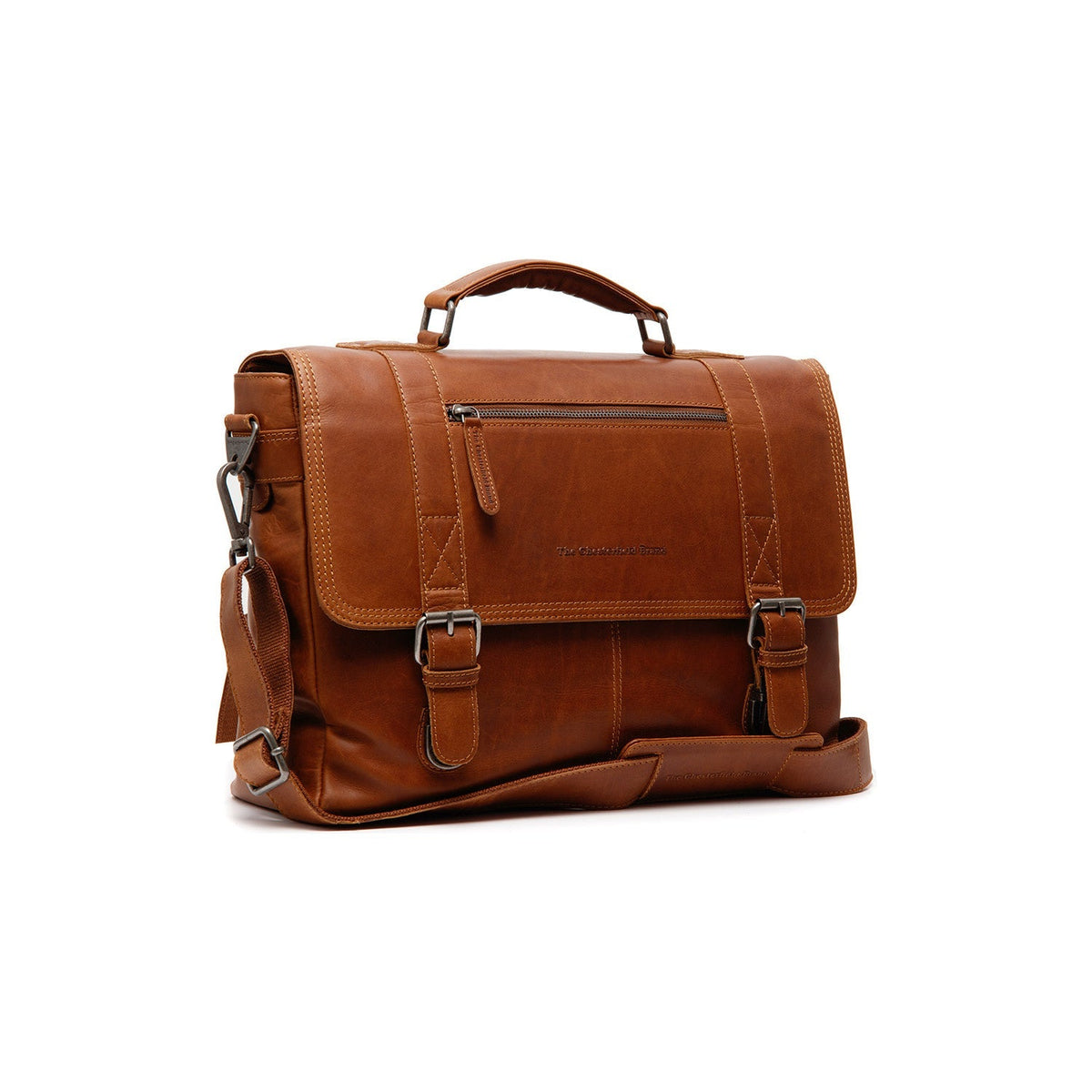 Imperia Full-Grain Leather Laptop Bag კლასიკური 100% უმაღლესი ხარისხის ტყავით - Full Exterior წინა ხედი და მორგებული სილუეტი | შეიძინეთ ონლაინ