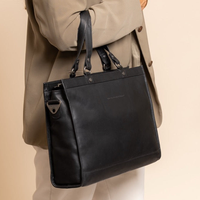 Manly Full-Grain Leather Laptop Bag ქალის