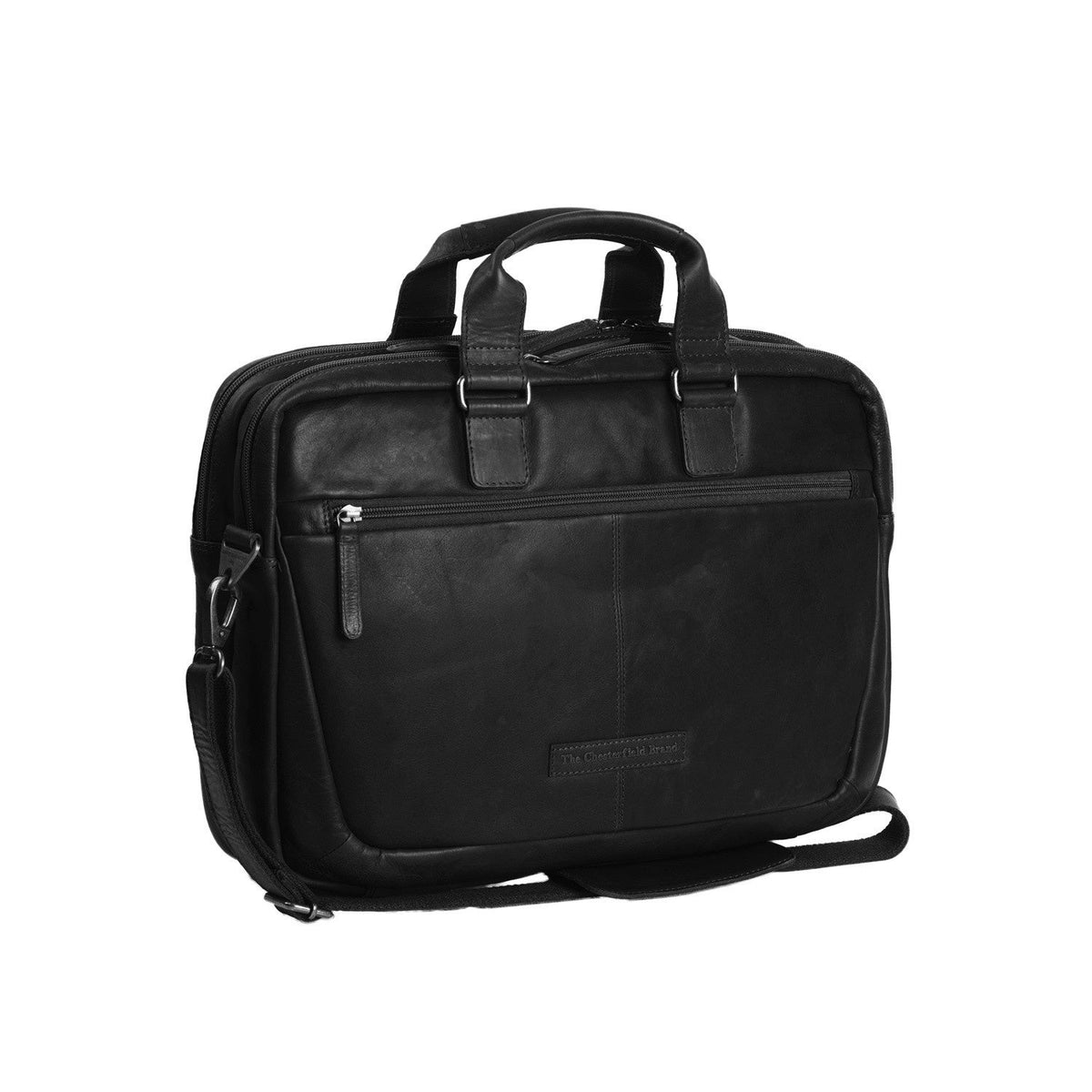 Seth Full-Grain Leather Laptop Bag კლასიკური 100% უმაღლესი ხარისხის ტყავით - Full Exterior წინა ხედი და მორგებული სილუეტი | შეიძინეთ ონლაინ