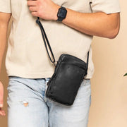 
Hamilton ნატურალური უმაღლესი ხარისხის ტყავი Phone Bag - უკანა ხედი გამოკვეთილი მხრებით და სუფთა დაბოლოებით
