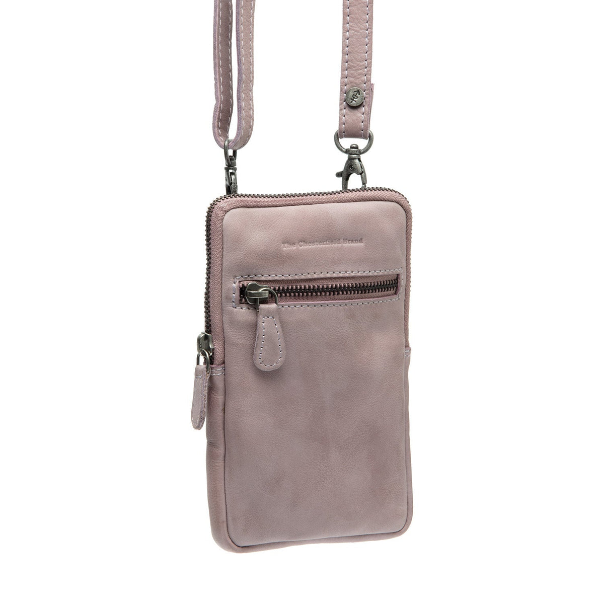 Salta Full-Grain Leather Phone Bag კლასიკური 100% უმაღლესი ხარისხის ტყავით - წინა ხედი და მორგებული სილუეტი | შეიძინეთ ონლაინ