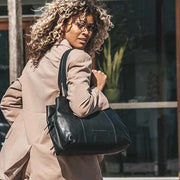 
Classic 100% Full-Grain leather Bag - უკანა ხედი გაძლიერებული ტყავის სახელურებით